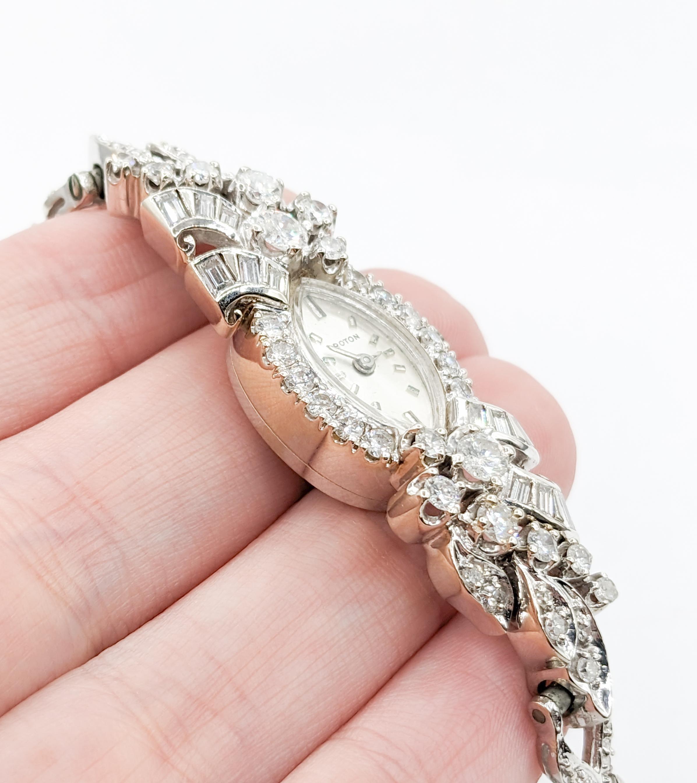 Bejeweled Vintage 3.00ctw Diamond Croton Ladies Watch in 14K White Gold 1