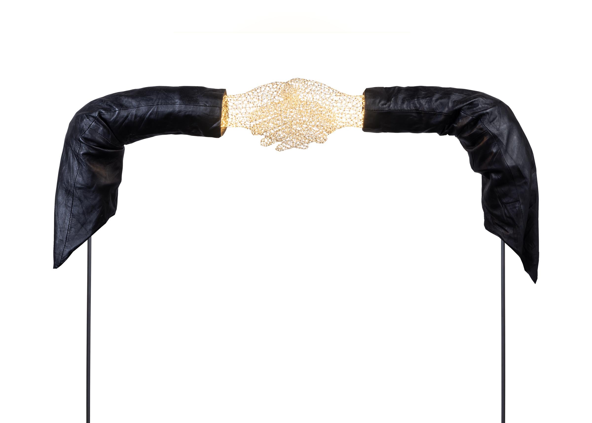 Modern Bejewelled Hand (silver) by Ango - Art Object with Luminosity&Universal Language For Sale