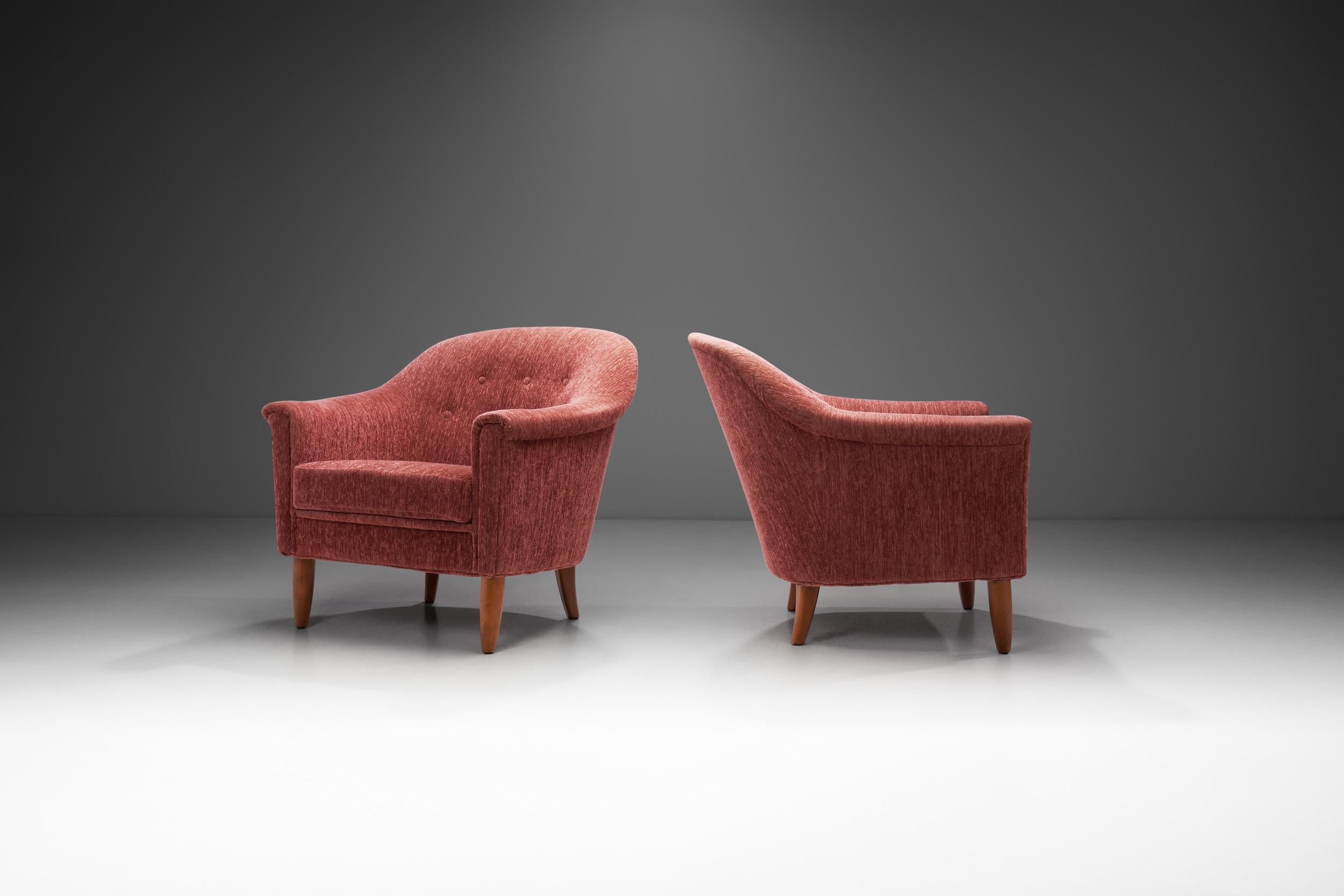 Mid-Century Modern Bejra Möbel Tibro Upholstered Armchairs, Sweden, 1960s For Sale