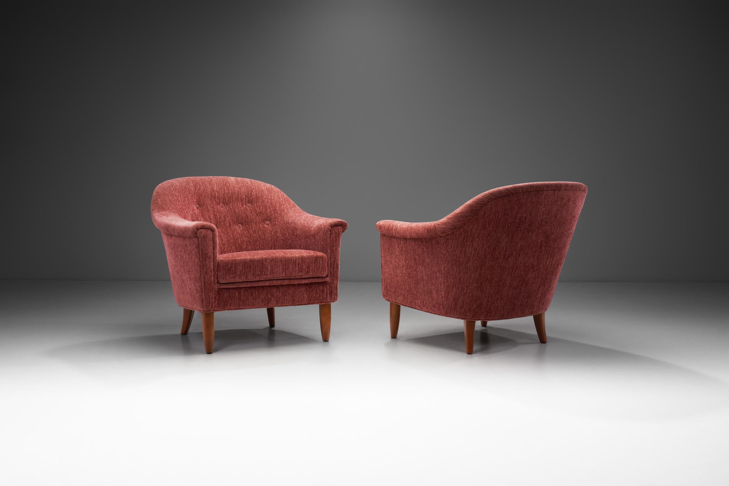 Swedish Bejra Möbel Tibro Upholstered Armchairs, Sweden, 1960s For Sale