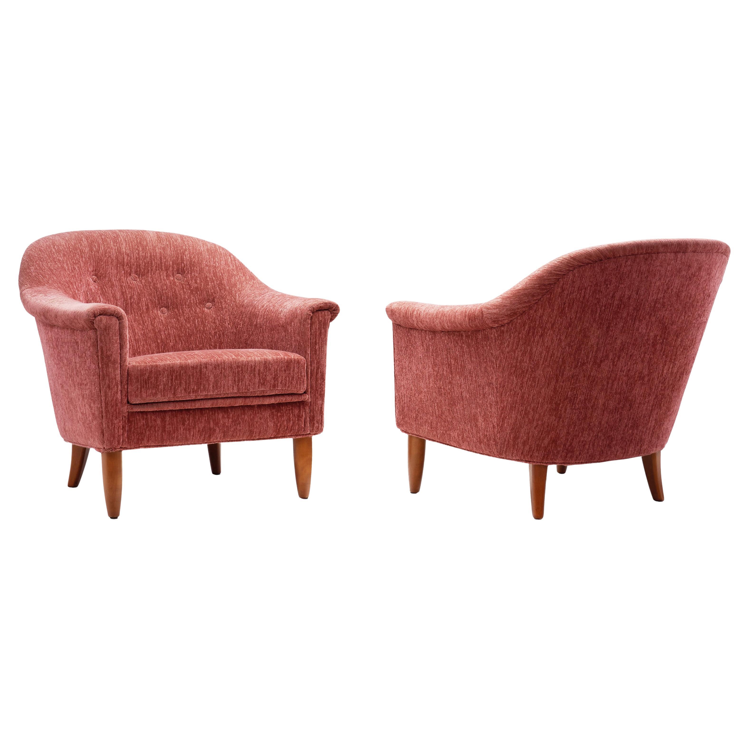 Bejra Möbel Tibro Upholstered Armchairs, Sweden, 1960s For Sale