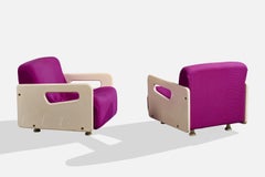 Beka Italia, Lounge Chairs, Wood, Fabric, Italy, 1970s