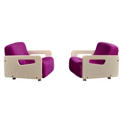 Beka Italia, Lounge Chairs, Wood, Fabric, Italy, 1970s