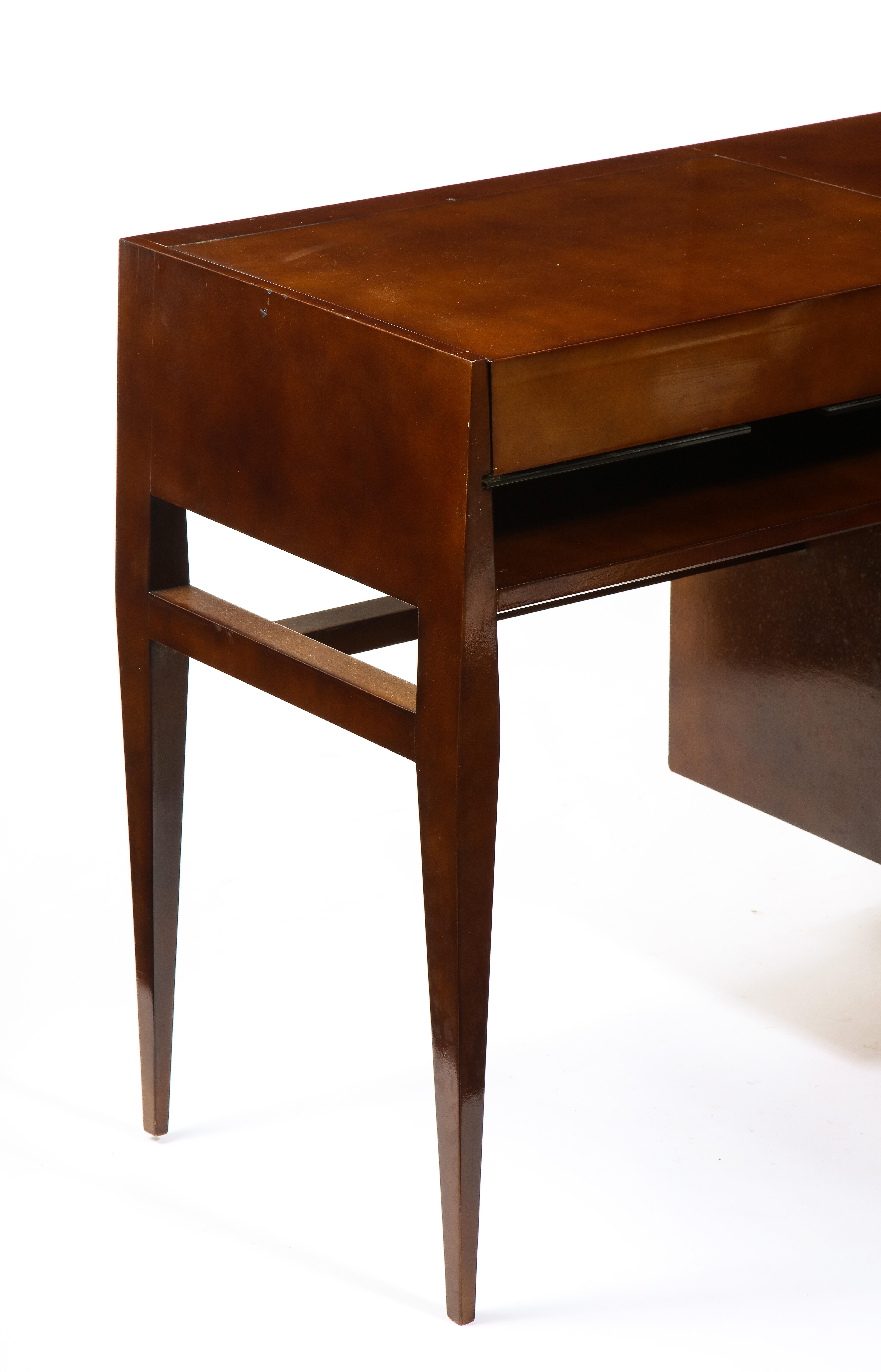 Scrivania e Vanity in lacca e bronzo di Raphaël Décorateur Beka, Francia, anni '50 in vendita 5