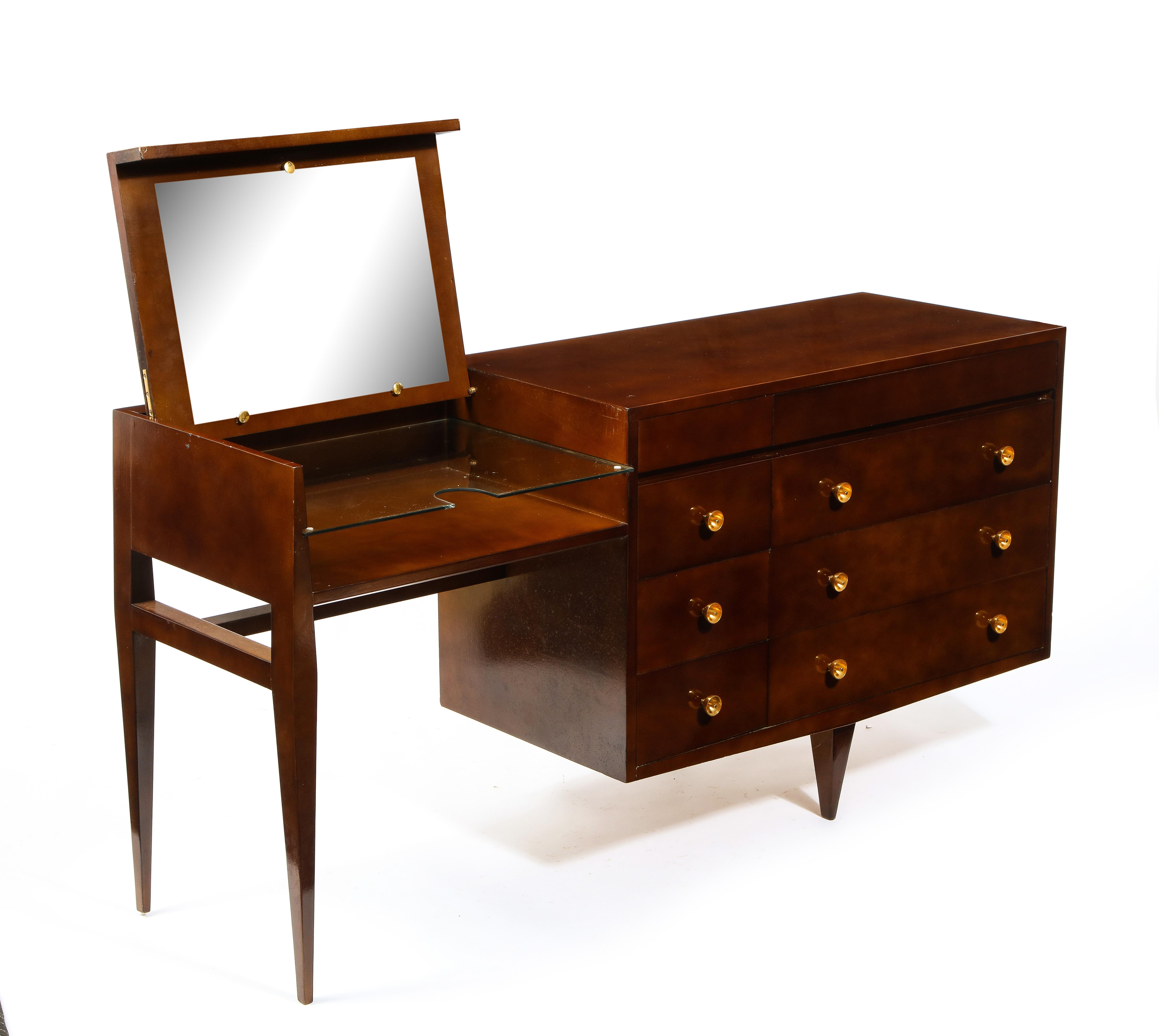 Raphaël Décorateur Beka Modeled Lacquer & Bronze Desk & Vanity, France, 1950's For Sale 7