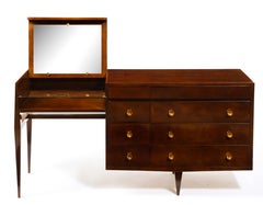 Raphaël Décorateur Beka Modeled Lacquer & Bronze Desk & Vanity, France, 1950's