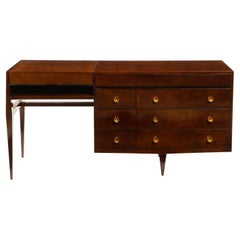 Beka Modelled Lacquer & Bronze Desk & Chest Of Drawers Vanity by Raphael, France, 1950''s
