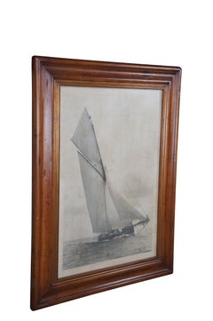 Beken of Cowes The Art of Sailing Irex 1911 Sailboat Print Signed Framed 49"