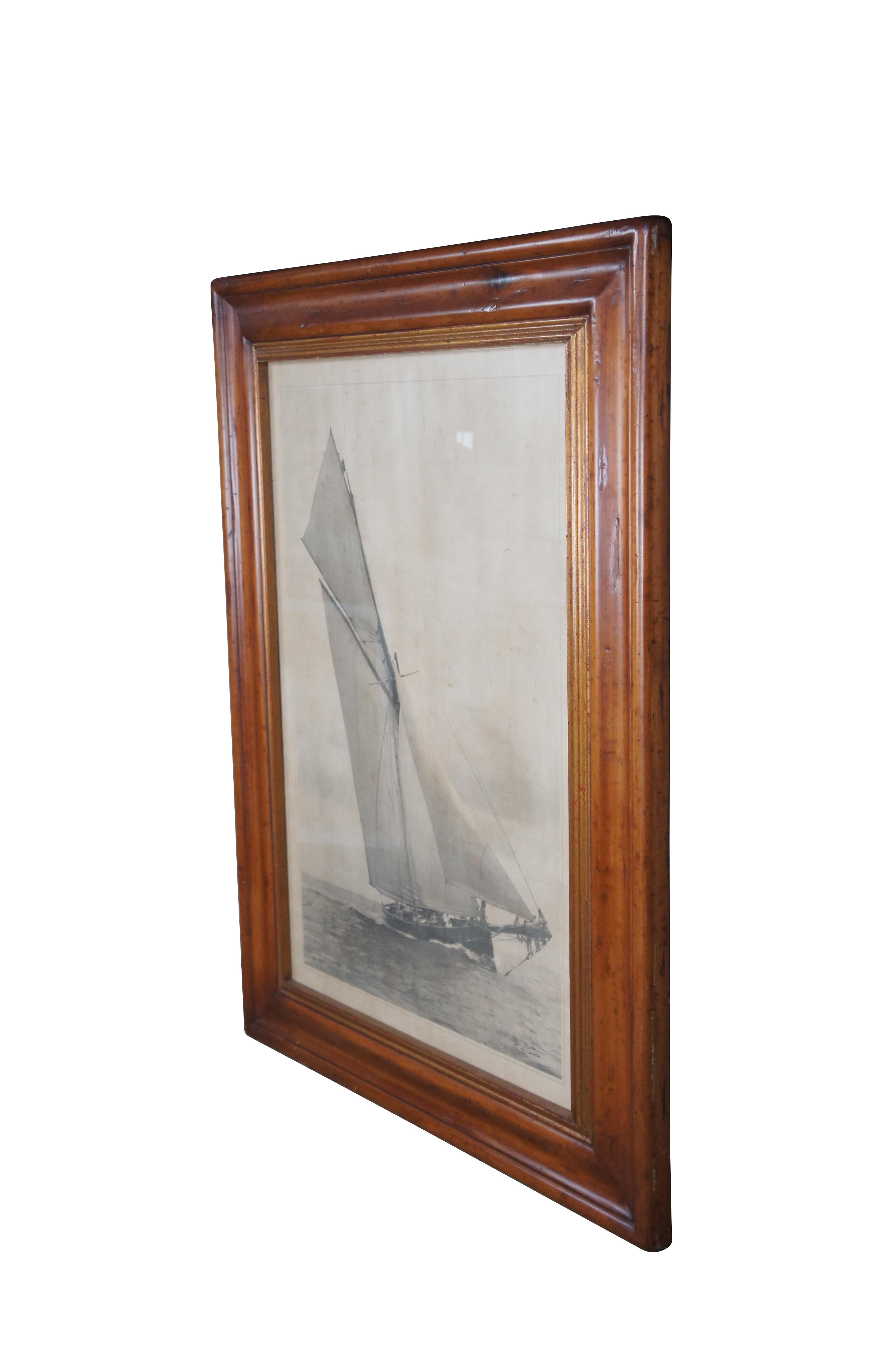 Beken of Cowes The Art of Sailing Irex 1911 Impression de voiliers signée et encadrée 49