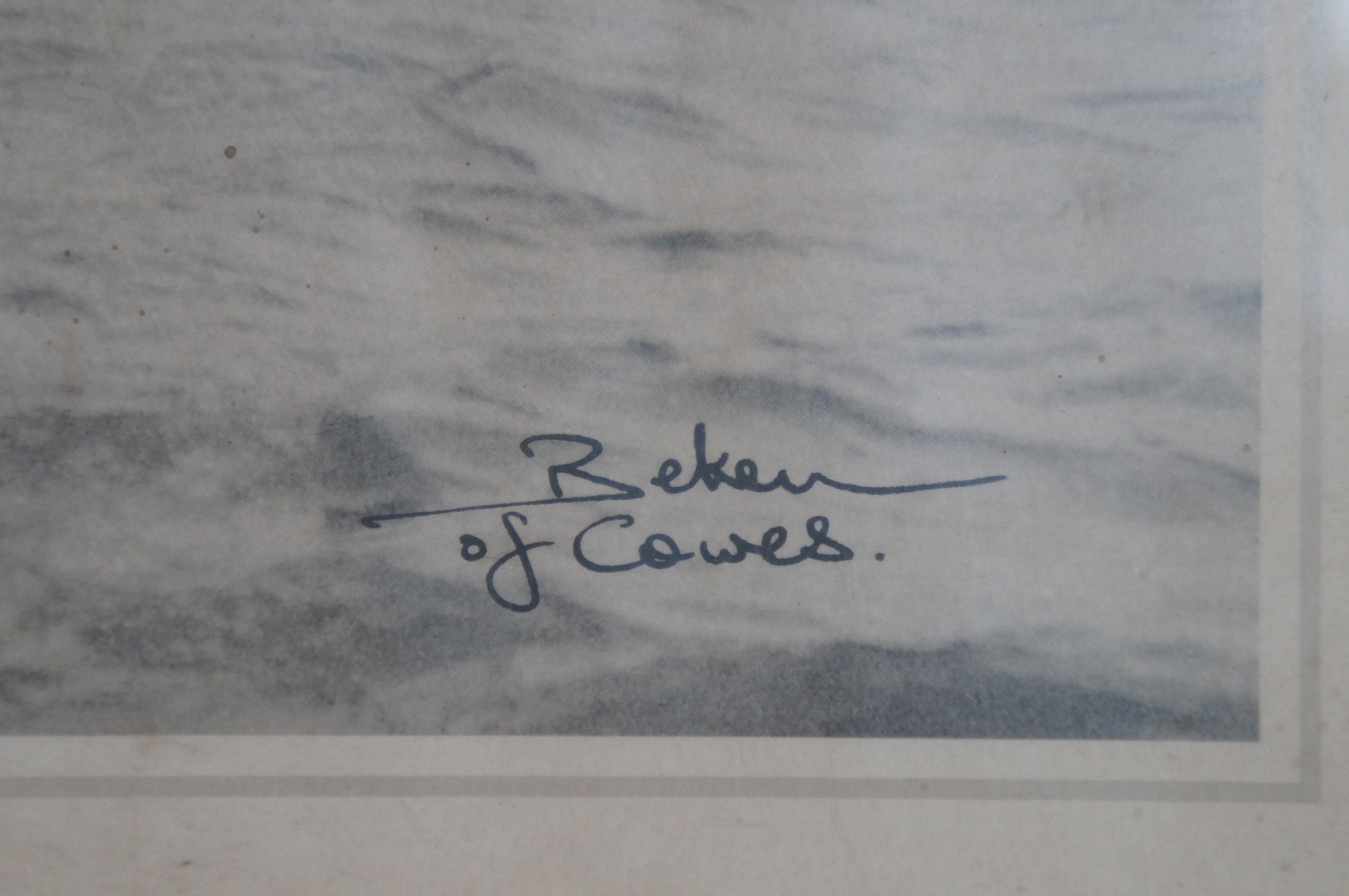 Papier Beken of Cowes The Art of Sailing Irex 1911 Impression de voiliers signée et encadrée 49