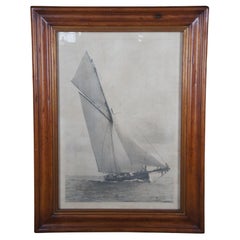 Beken of Cowes El arte de navegar Irex 1911 Impresión de velero Firmada Enmarcada 49"