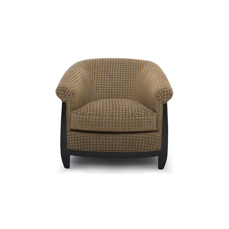 With a unique silhouette, the Bel Air accent chair guides a Classic chair to the modern era. The rich wood frame supports a fully upholstered chair with a down wrapped foam seat. Features a signature wood “V” detail at the top of the seat back. The