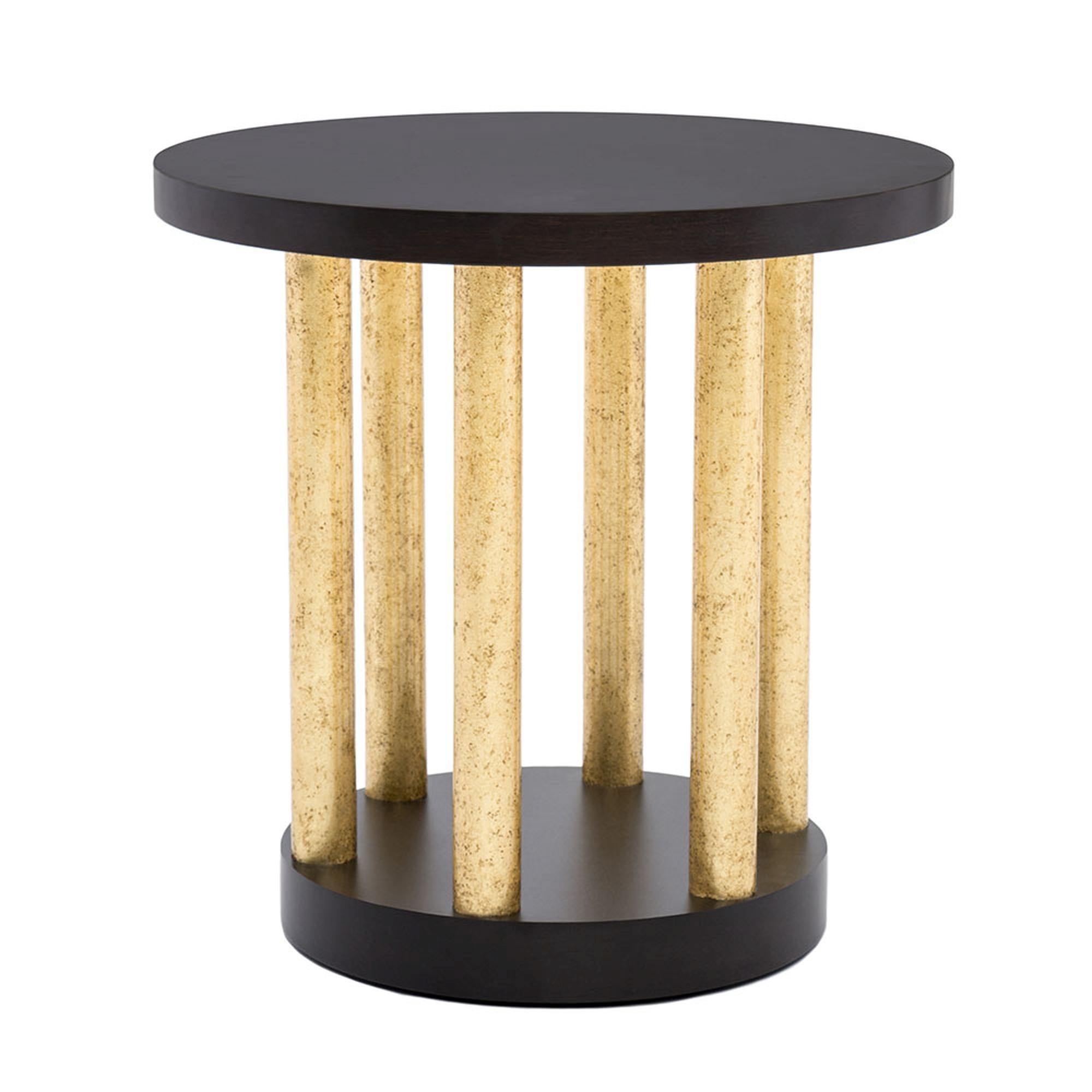 Bel Air Accent Table II in Chocolate and Antiqued Gold by Innova Luxuxy Group For Sale