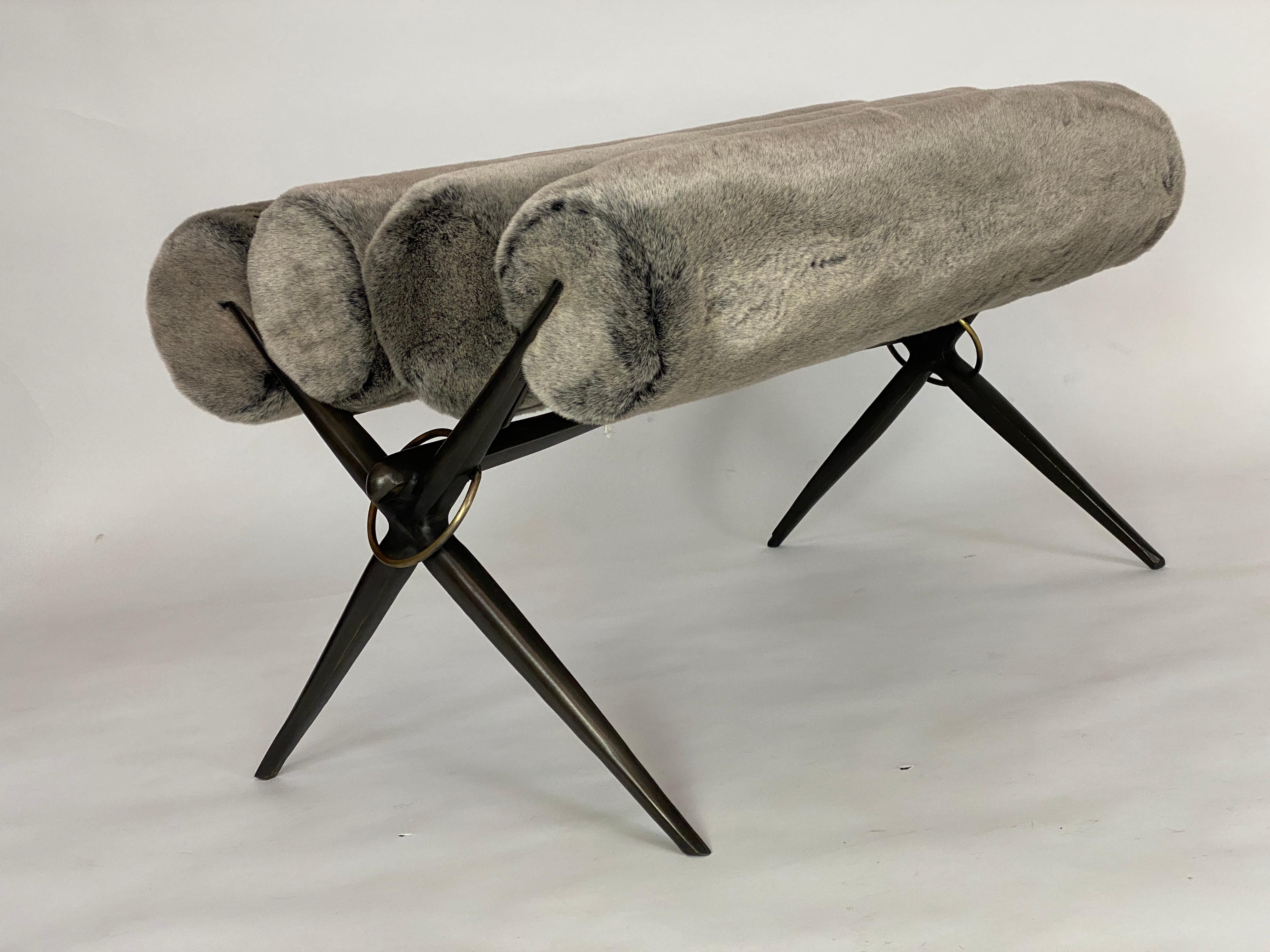American Bel Air Bench, Faux Fur, by Bourgeois Boheme Atelier For Sale