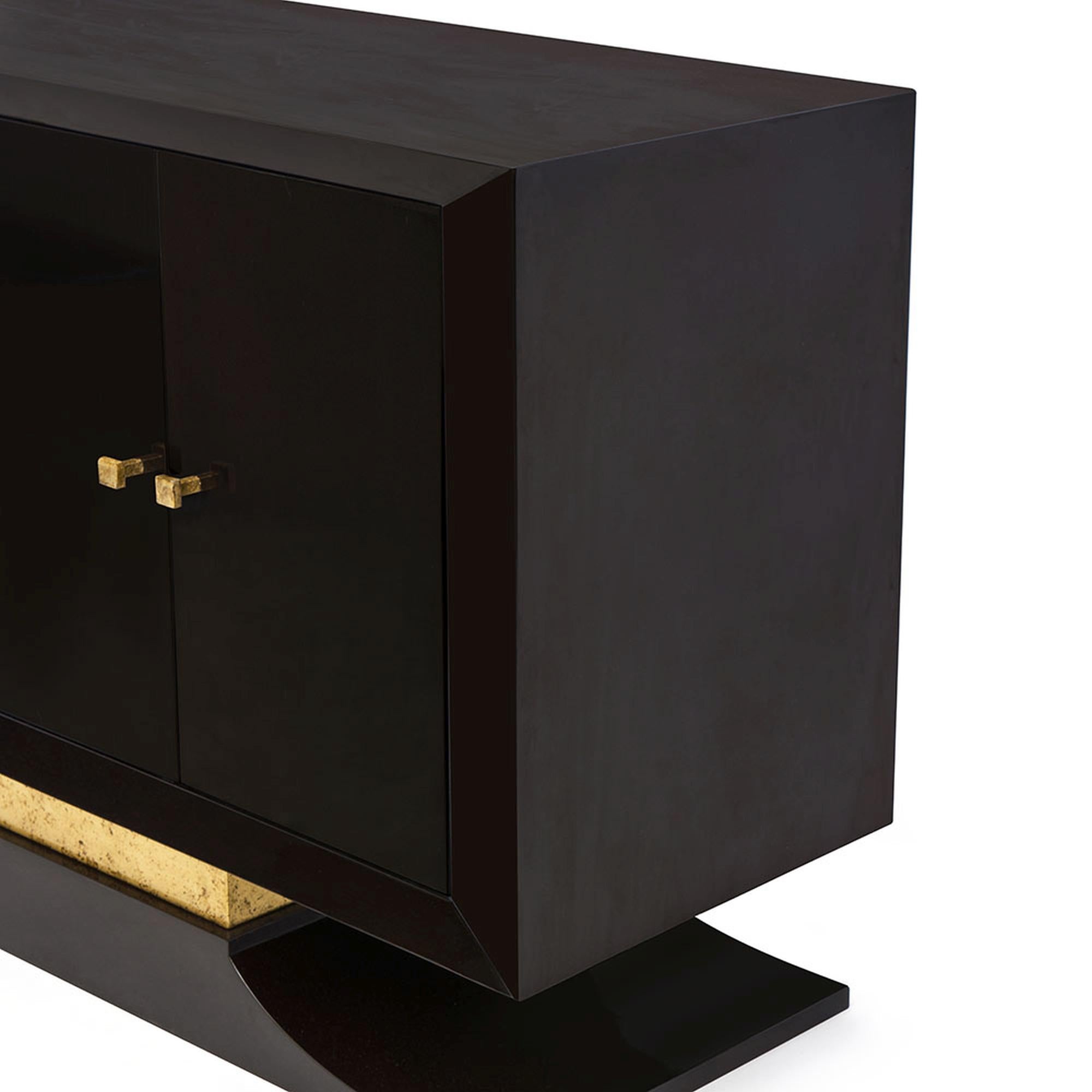 Modern Bel Air Credenza in Chocolate and Antiqued Gold by Innova Luxuxy Group For Sale