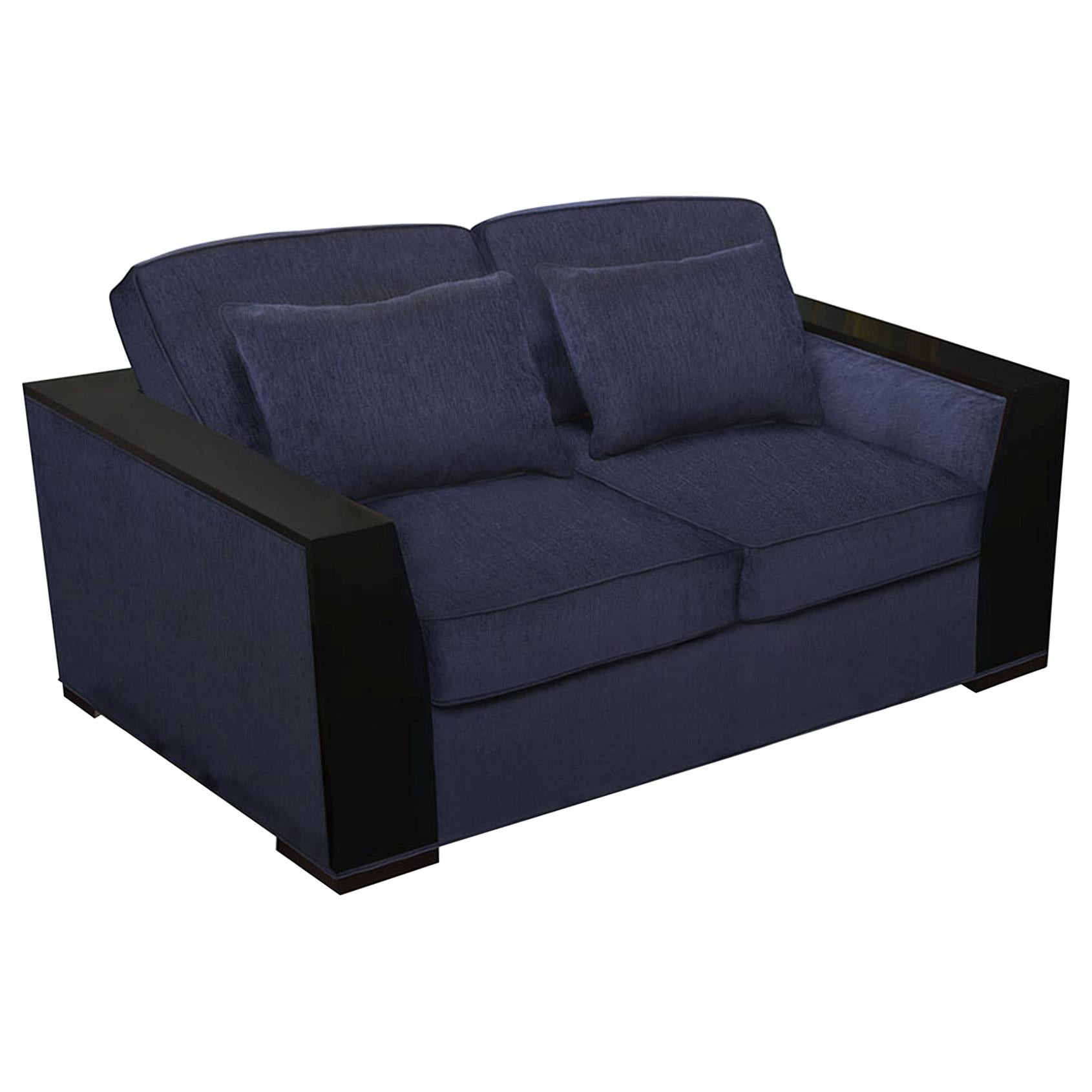 Bel Air Loveseat in Chocolate and Navy by Innova Luxuxy Group For Sale