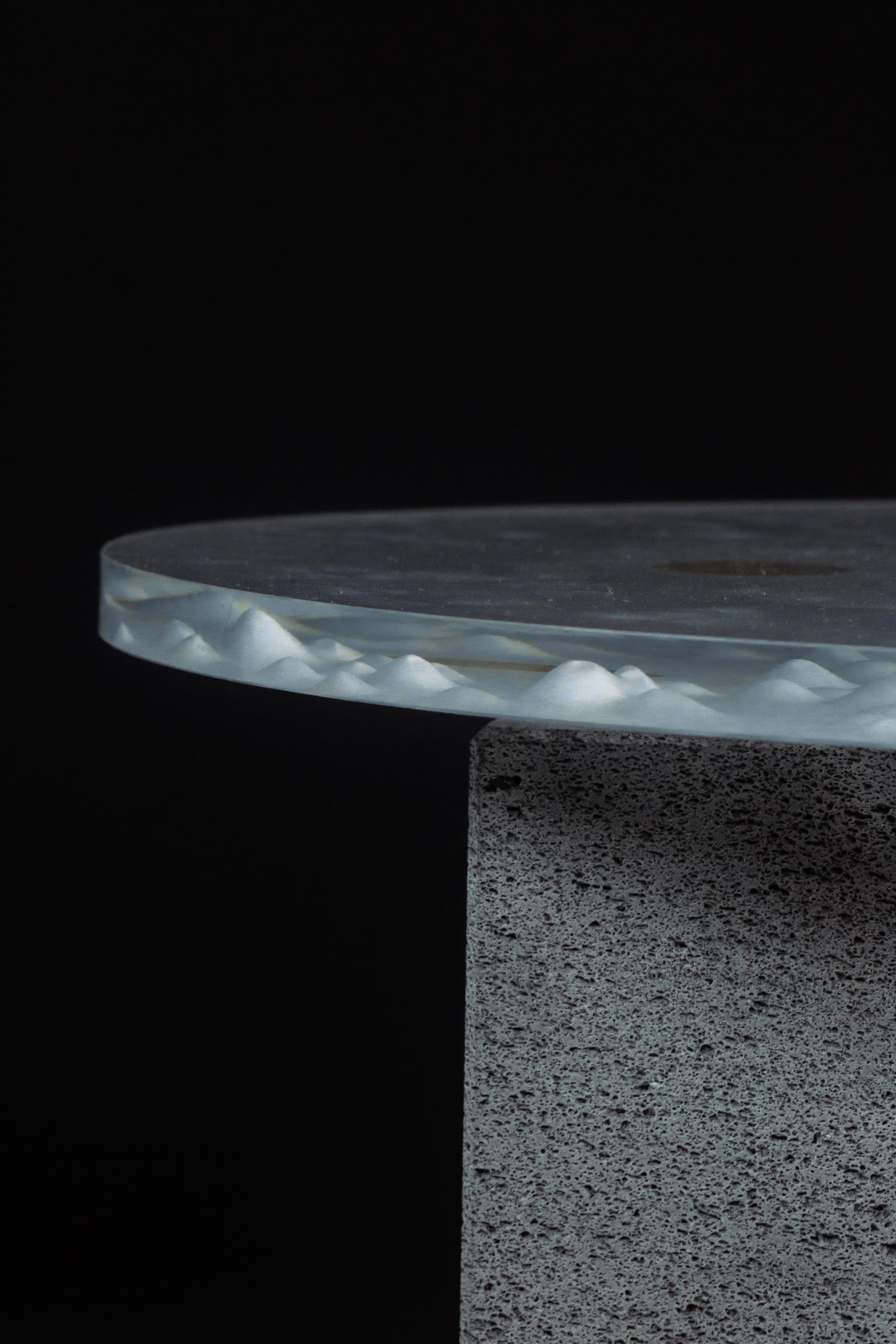 Bel Ava Table Glass and Lava Stone For Sale 2