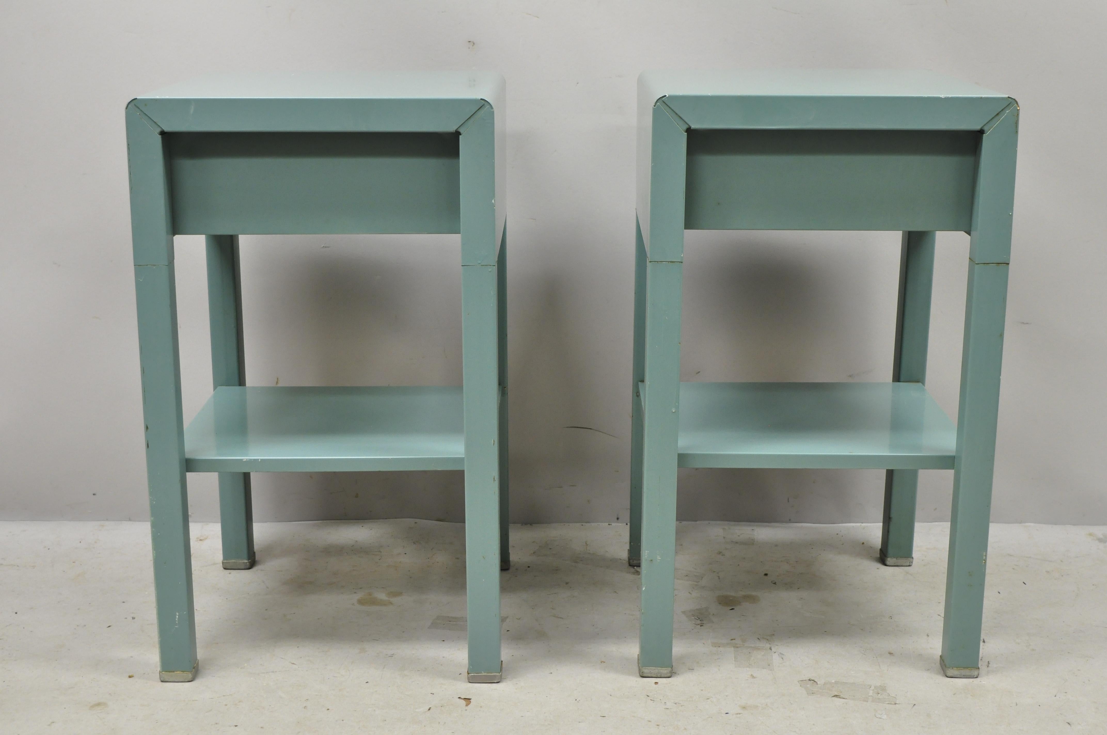 Bel Geddes for Simmons Vtg Industrial Modern Art Deco Nightstand Tables, a Pair 4