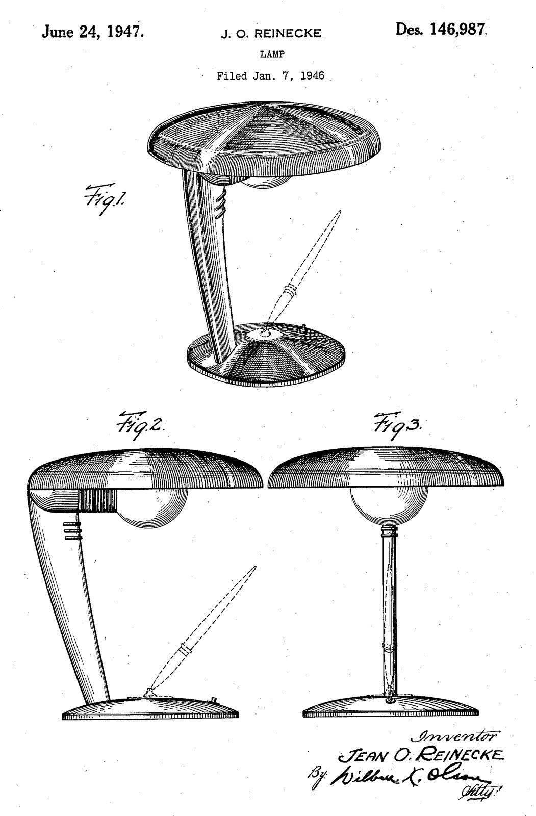 American Machine Age Table Desk Lamp Faries Cobra Streamline Art Deco