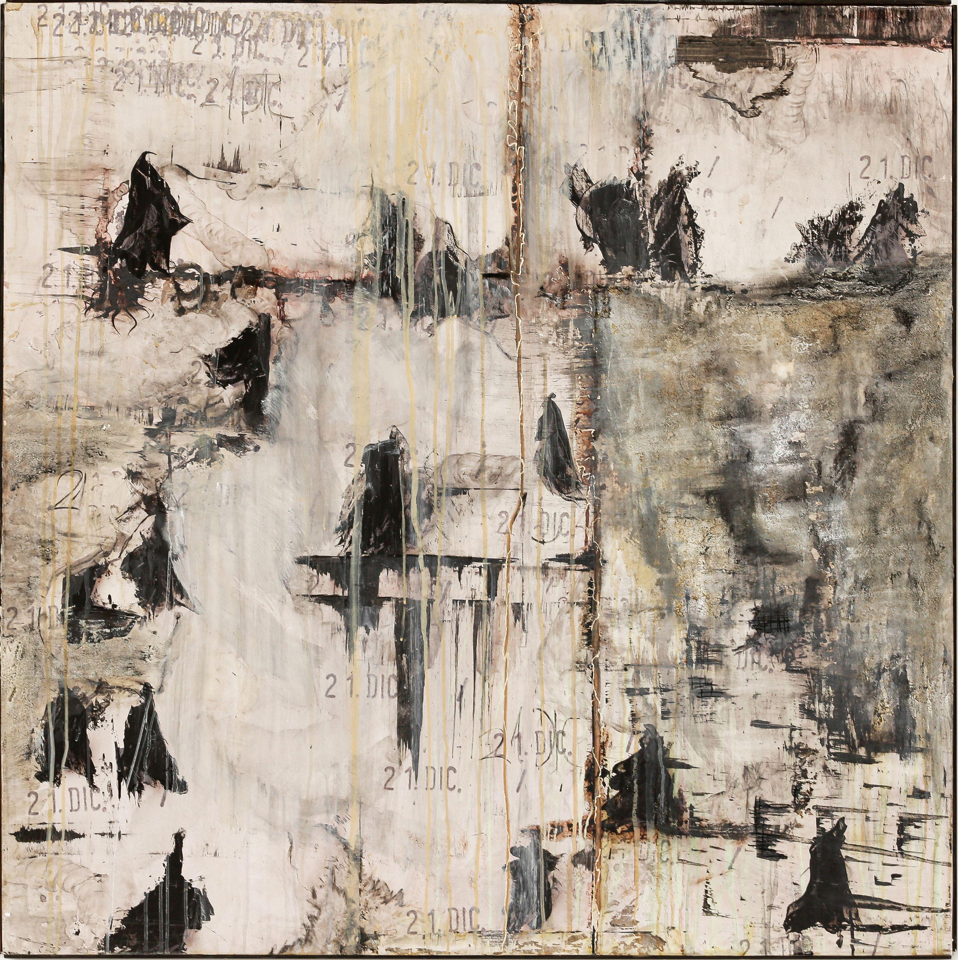Murs d'equilibrisme, tecnica mista su pannello di Wood - Mixed Media Art di Bel Mur