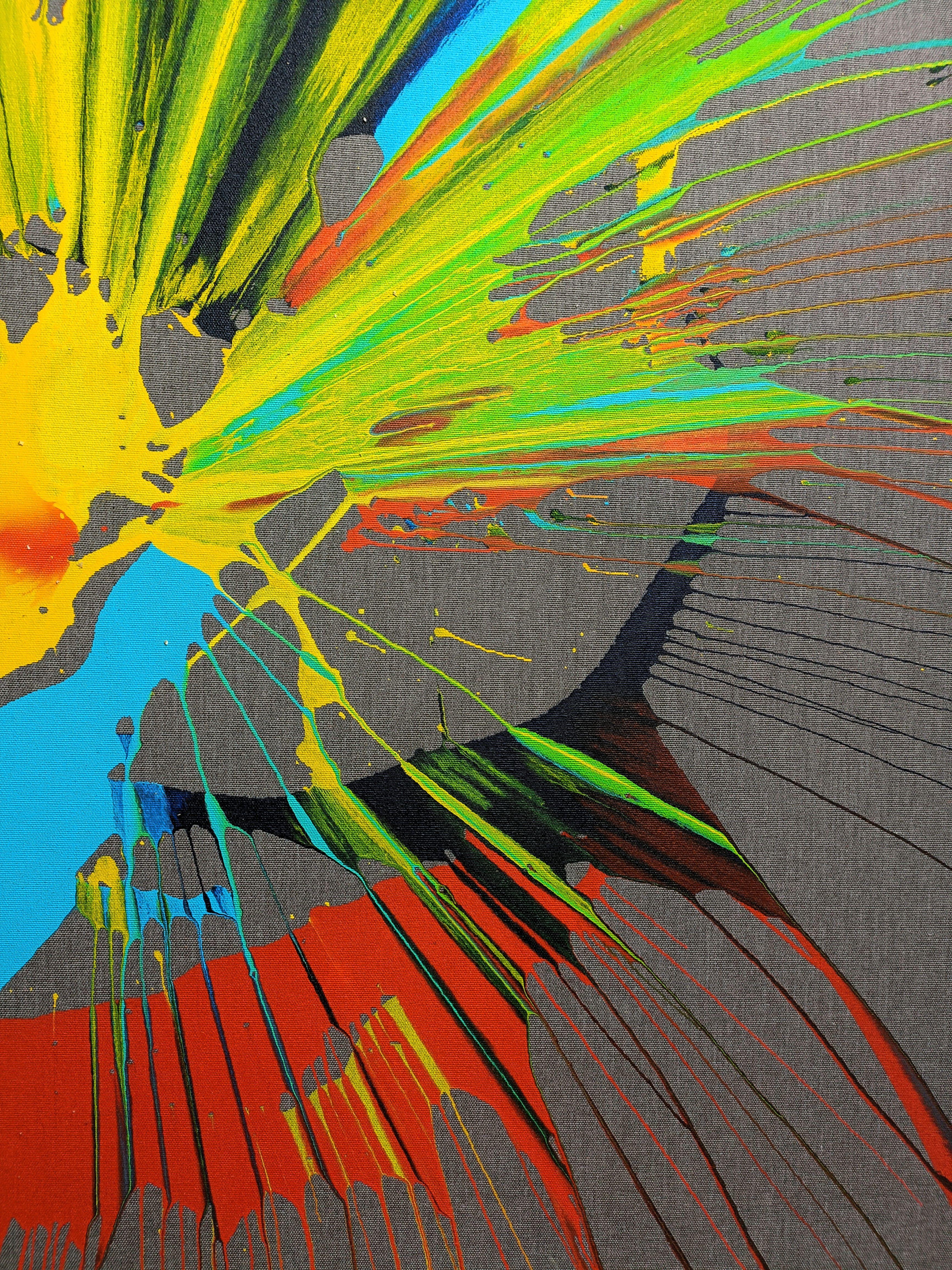 Danse au pigment, peinture sur toile - Abstrait Painting par Bel Mur
