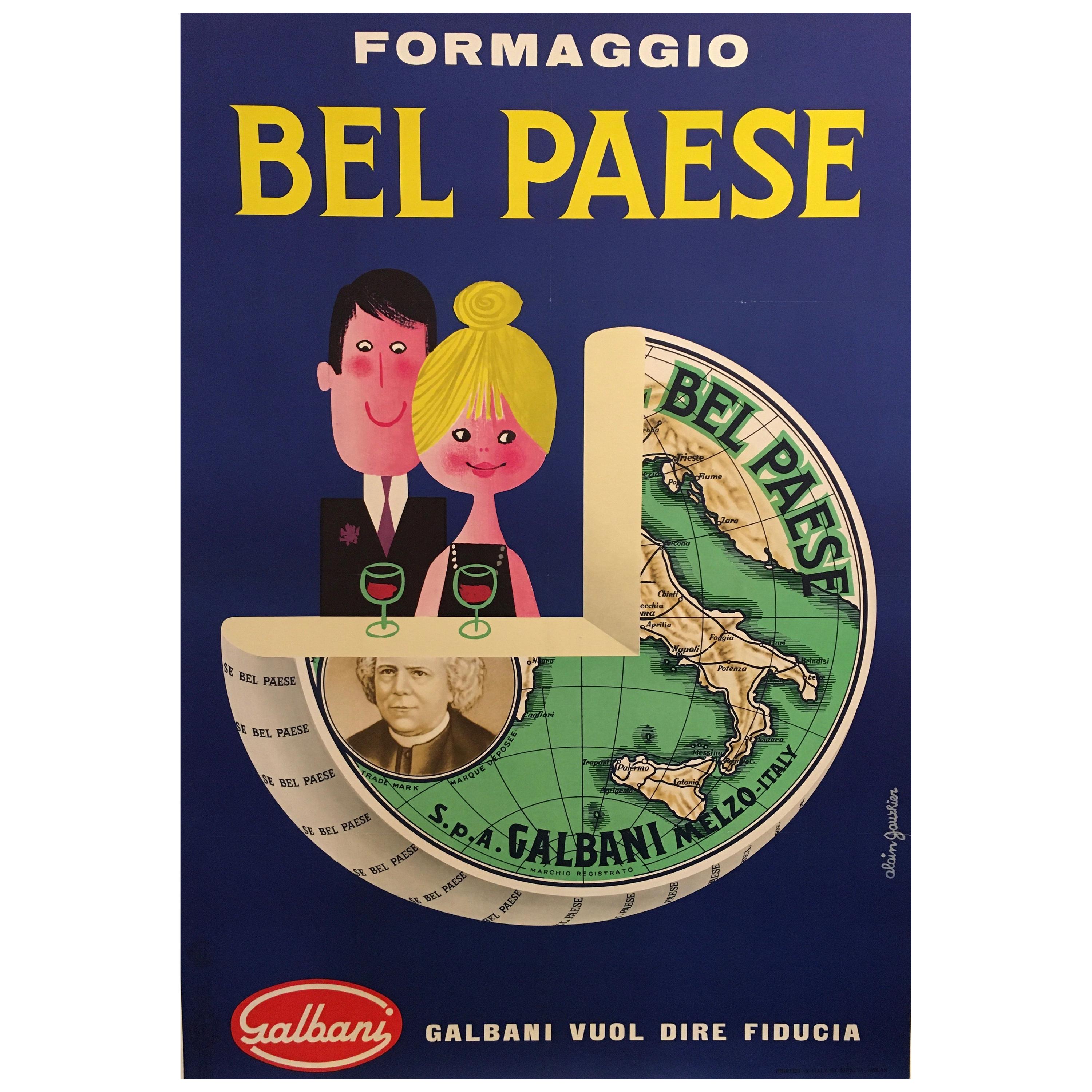 'Bel Paese Formaggio', Original Vintage Mid-1960s Poster, by Alain Gauthier