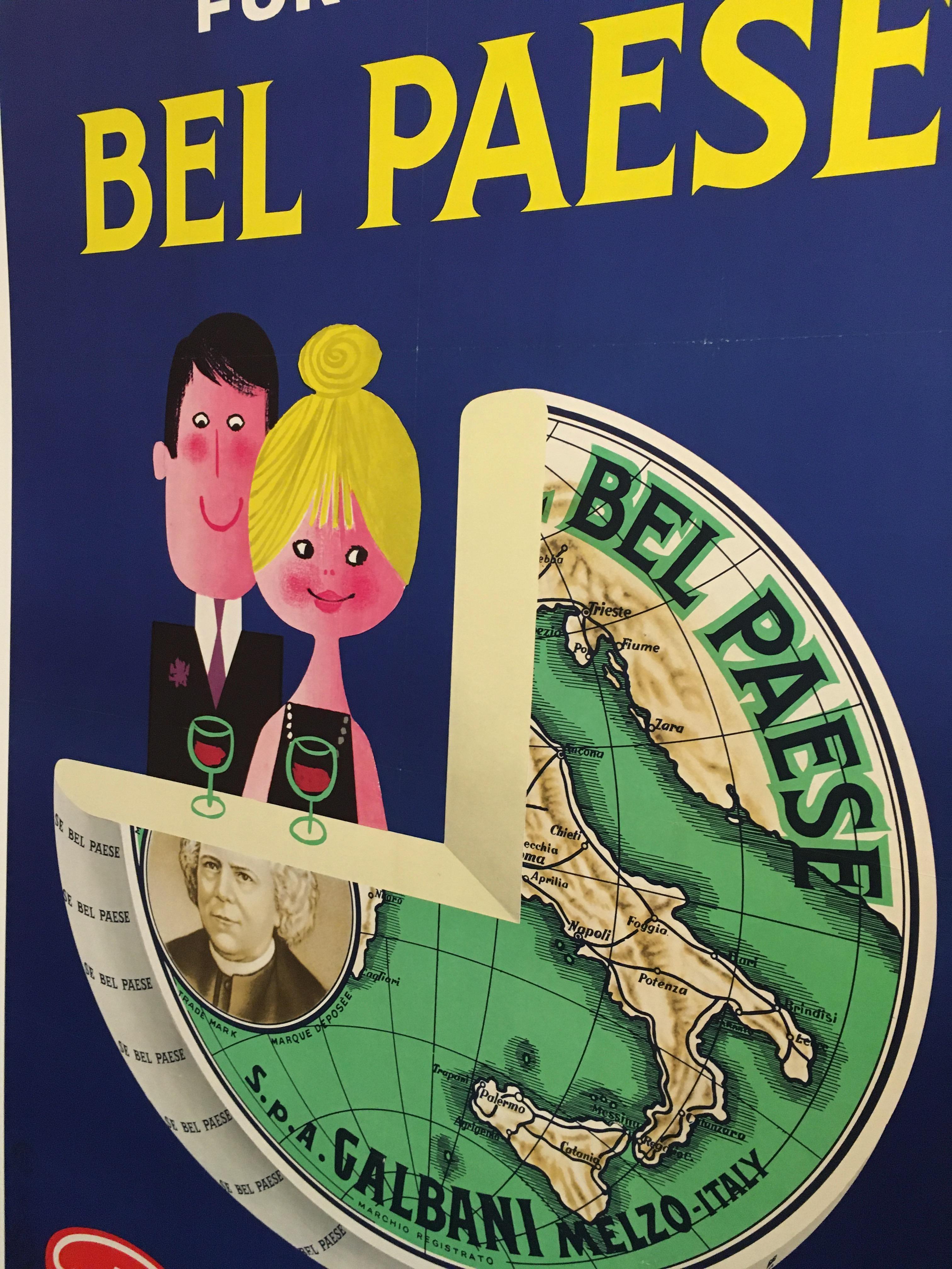 French 'Bel Paese Formaggio', Original Vintage Mid-1960s Poster, by Alain Gauthier