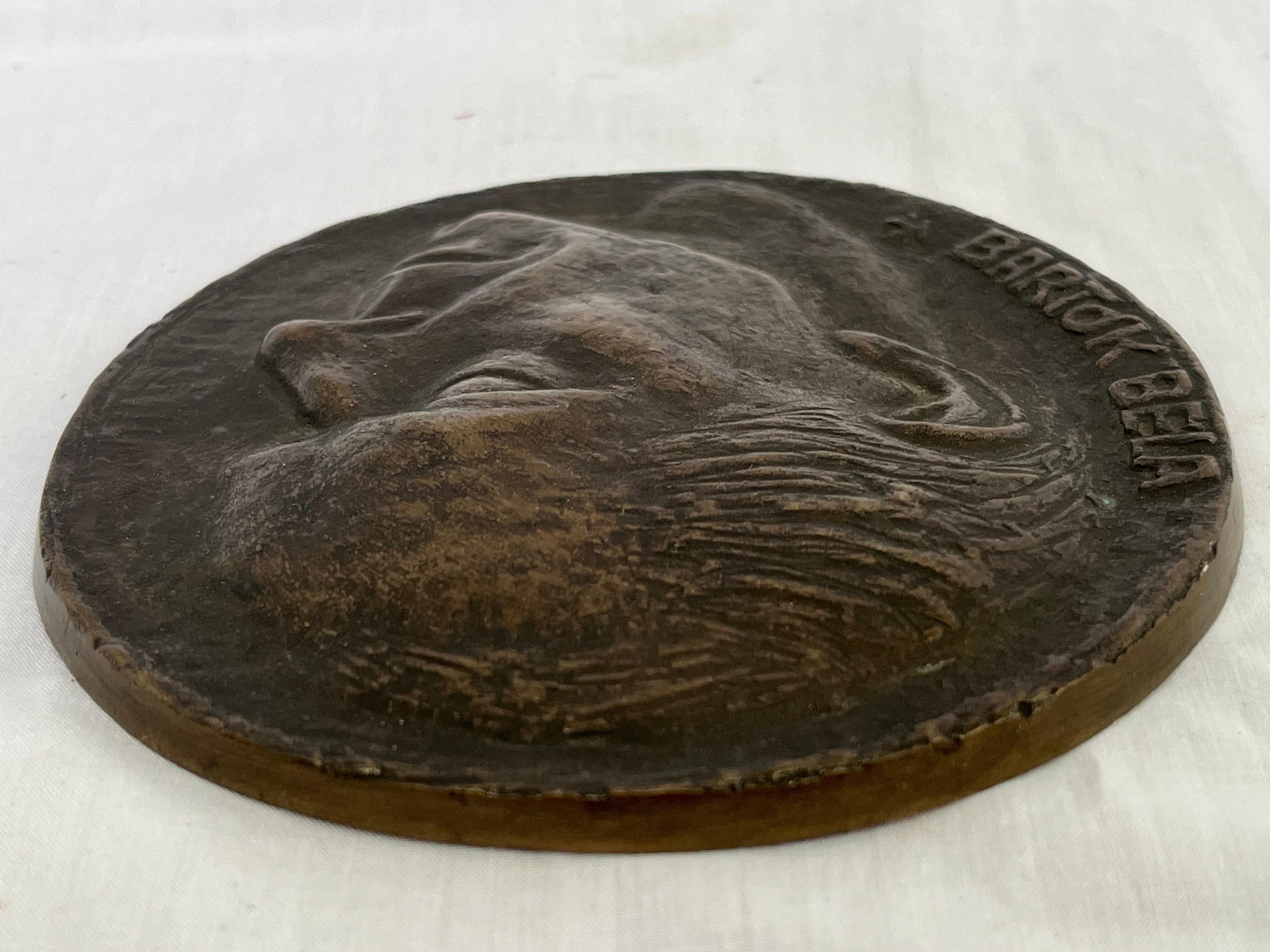 Bela Bartok Bronze Medal Sculpture Hungarian Music Composer Ethnomusicologist In Good Condition For Sale In Atlanta, GA