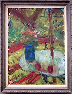 Stillleben mit Blumen und zwei Äpfeln