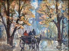 "Walk by Central Park" View of the Empire State Building Impressionist Painting