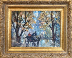 "Walk by Central Park" View of the Empire State Building Impressionist Painting