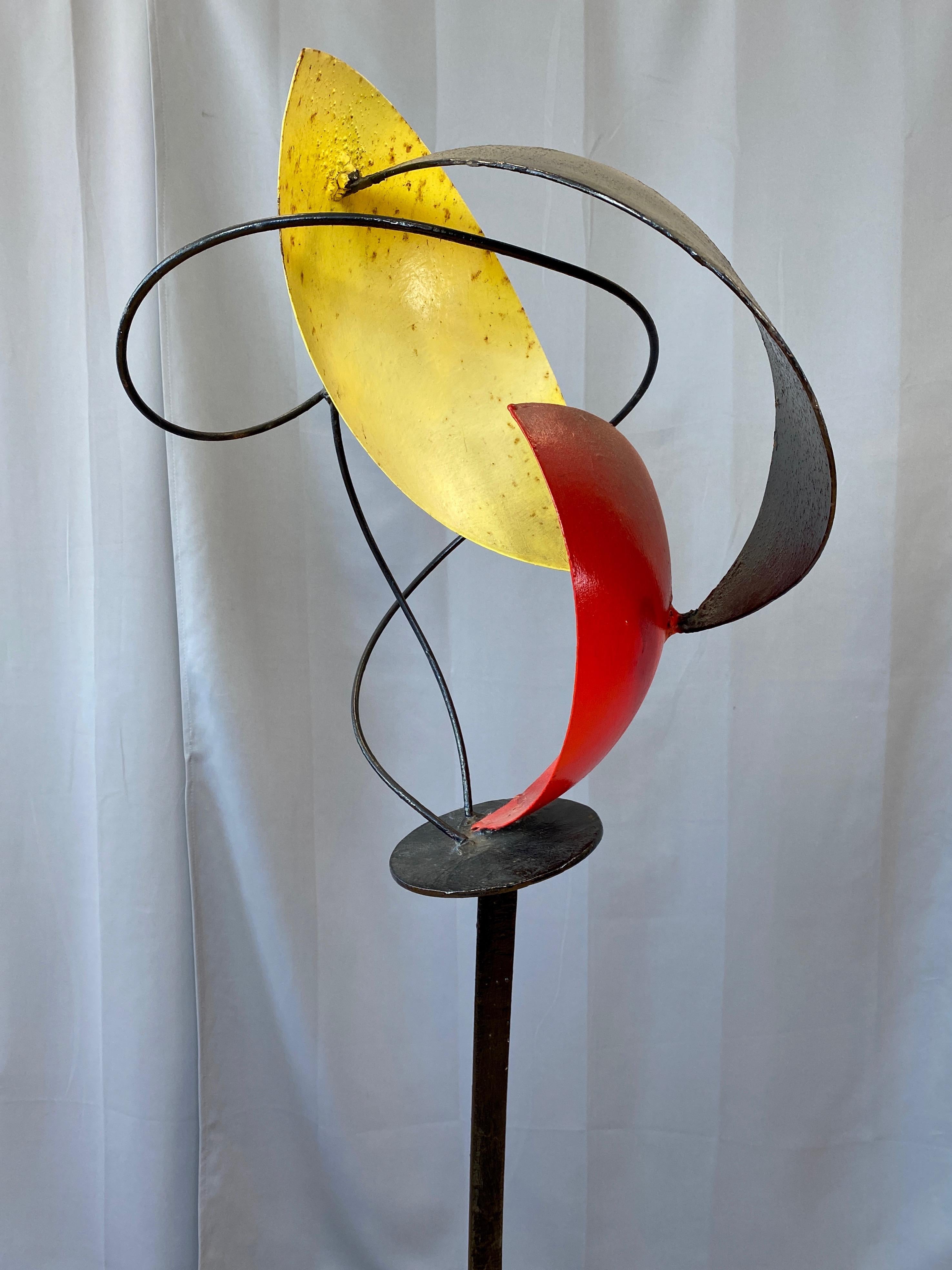 Béla Harcos Tall Abstract Expressionist Enameled Steel Sculpture, Late 1990s For Sale 1