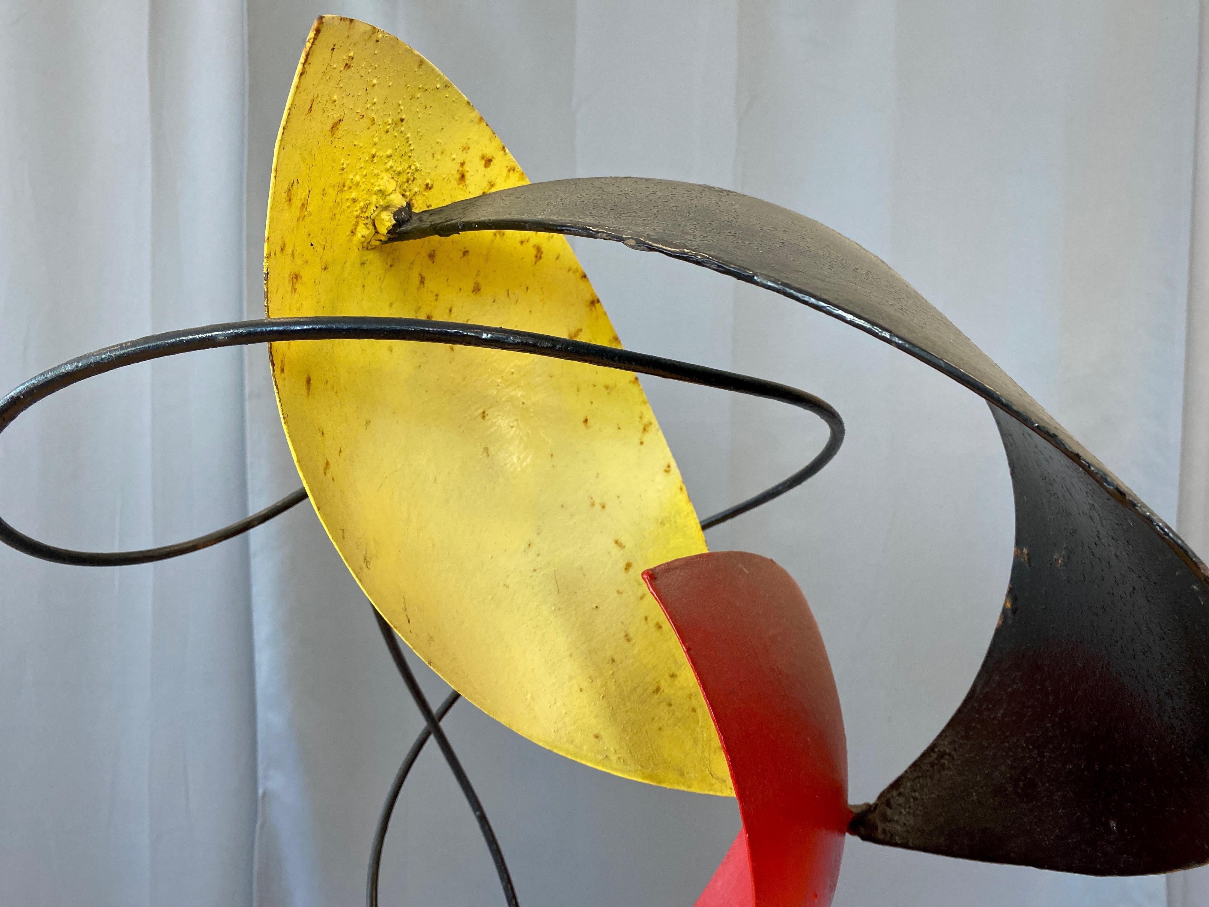 Béla Harcos Tall Abstract Expressionist Enameled Steel Sculpture, Late 1990s For Sale 2