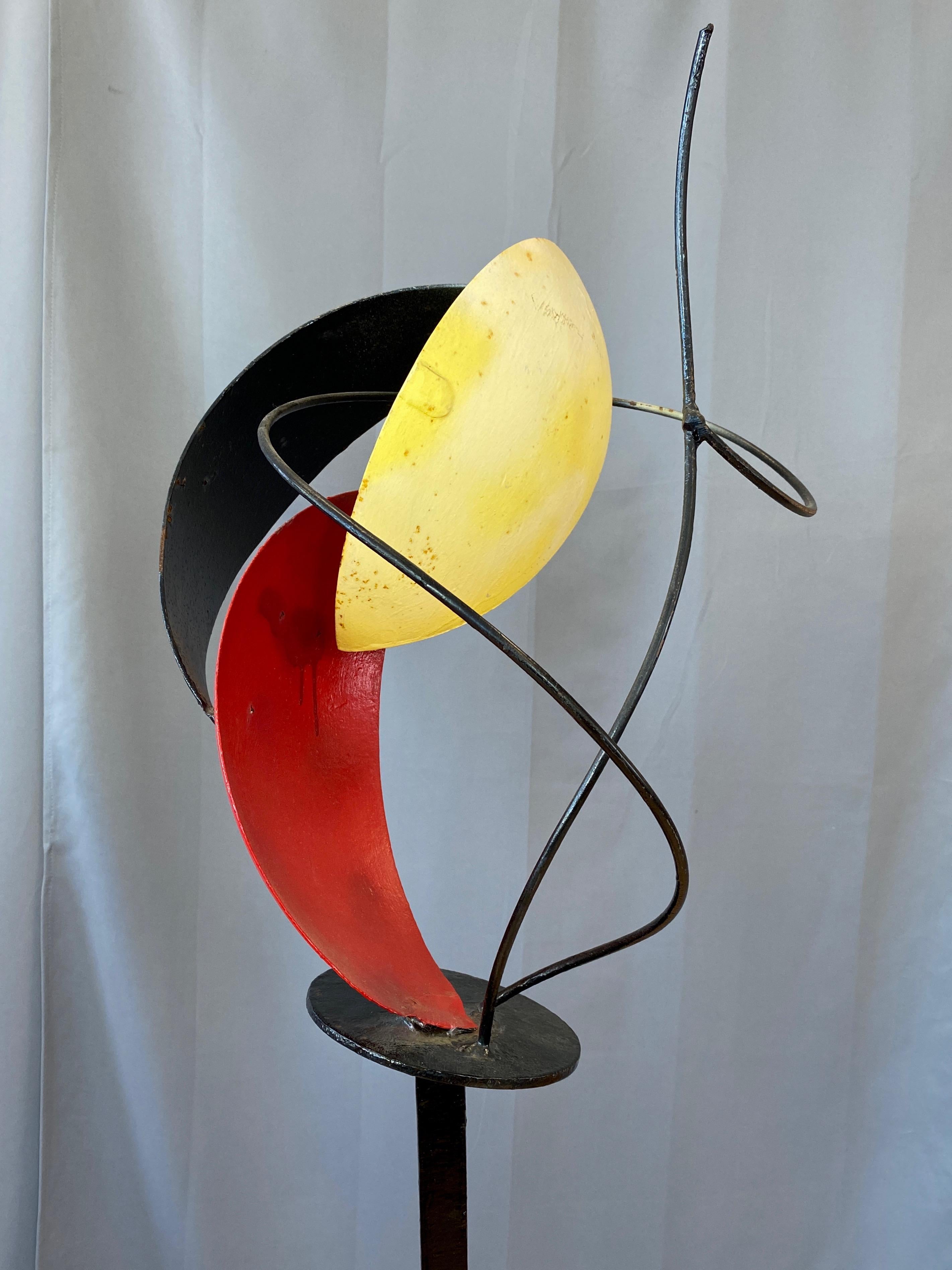 Béla Harcos Tall Abstract Expressionist Enameled Steel Sculpture, Late 1990s For Sale 4