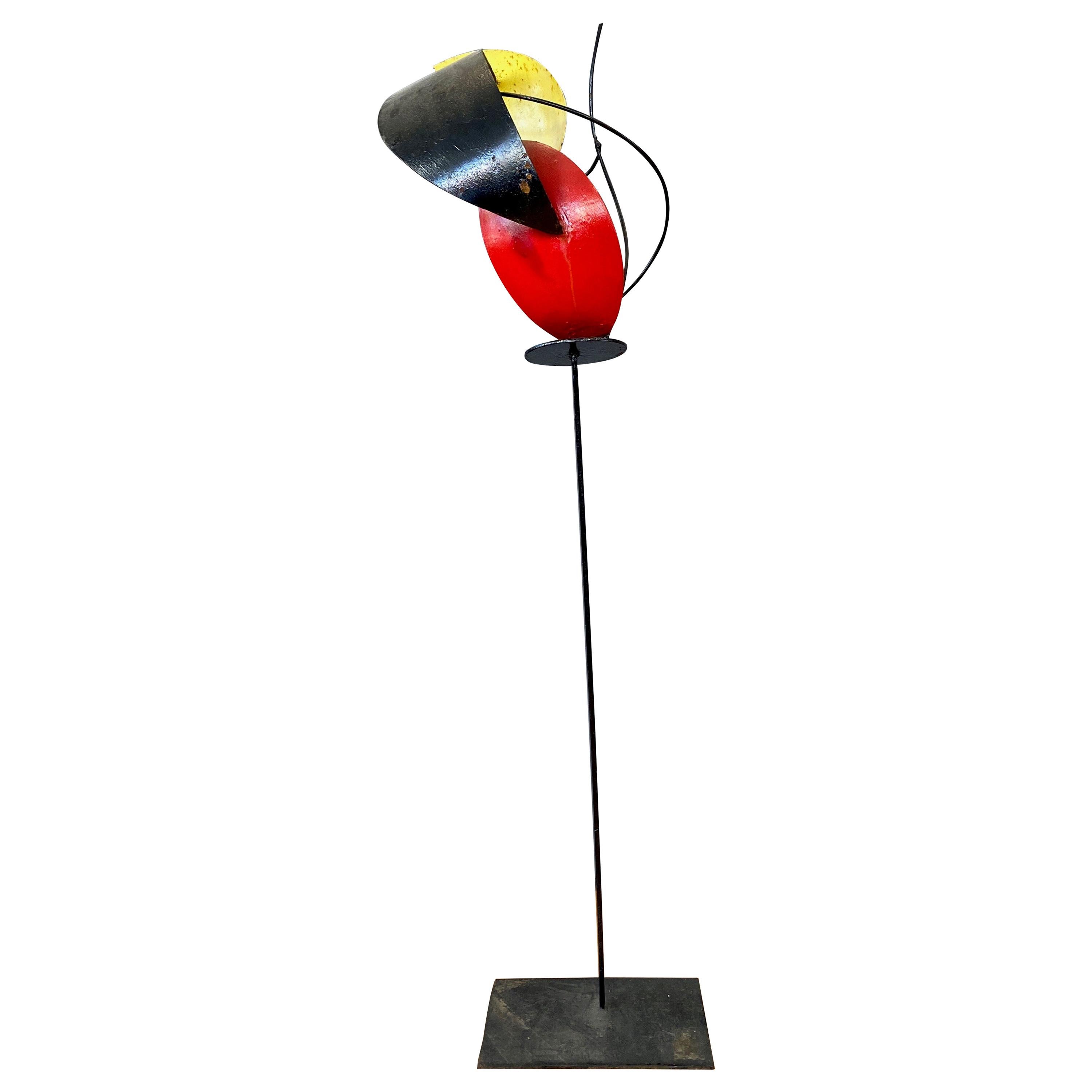 Béla Harcos Tall Abstract Expressionist Enameled Steel Sculpture, Late 1990s For Sale