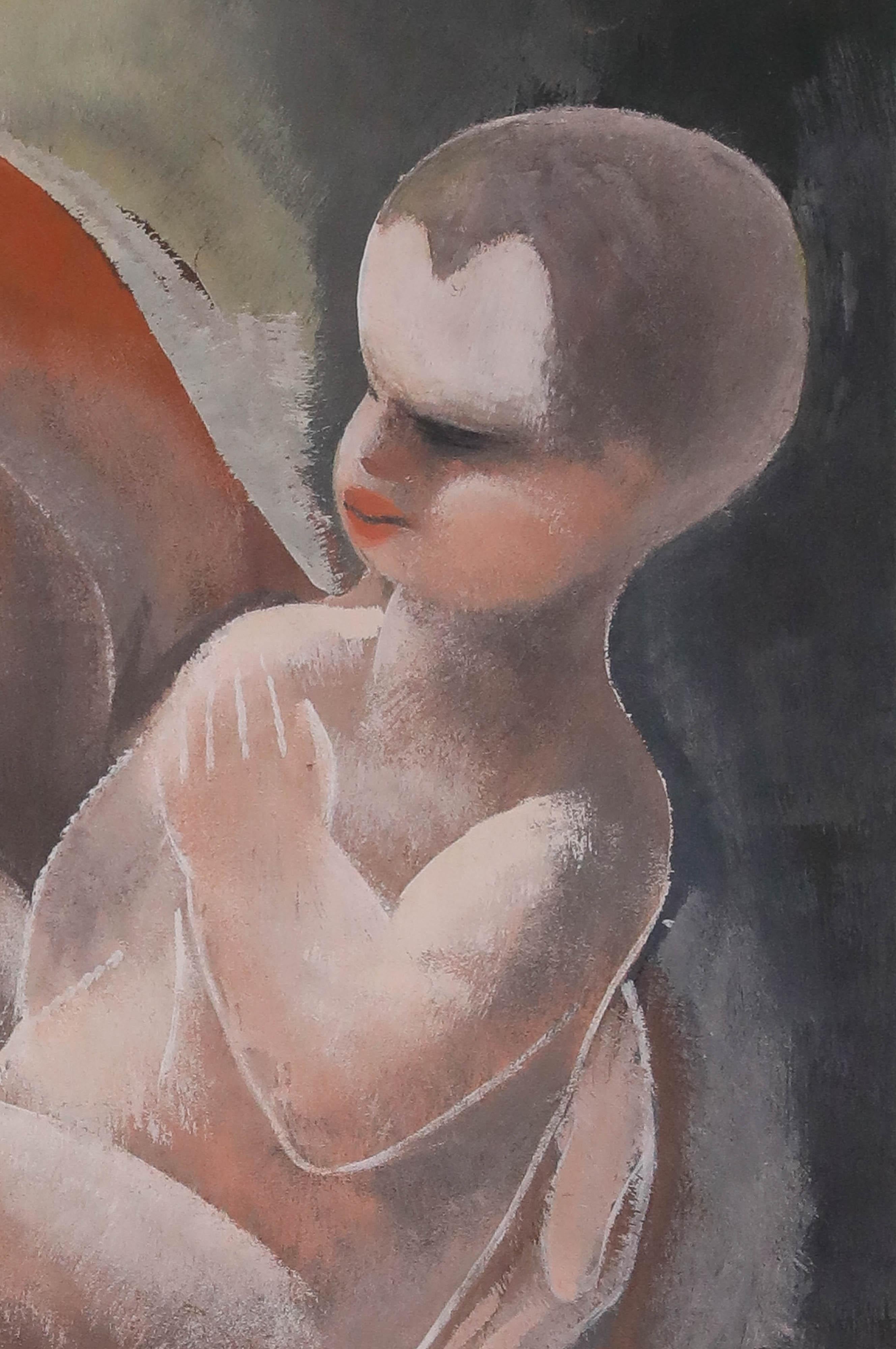 Mutter und Kind von Béla Kádár - Arbeit auf Papier im Angebot 2