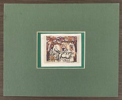 Hungarian Artist Modern Mixed Media Horse and Buggy Bela Kadar