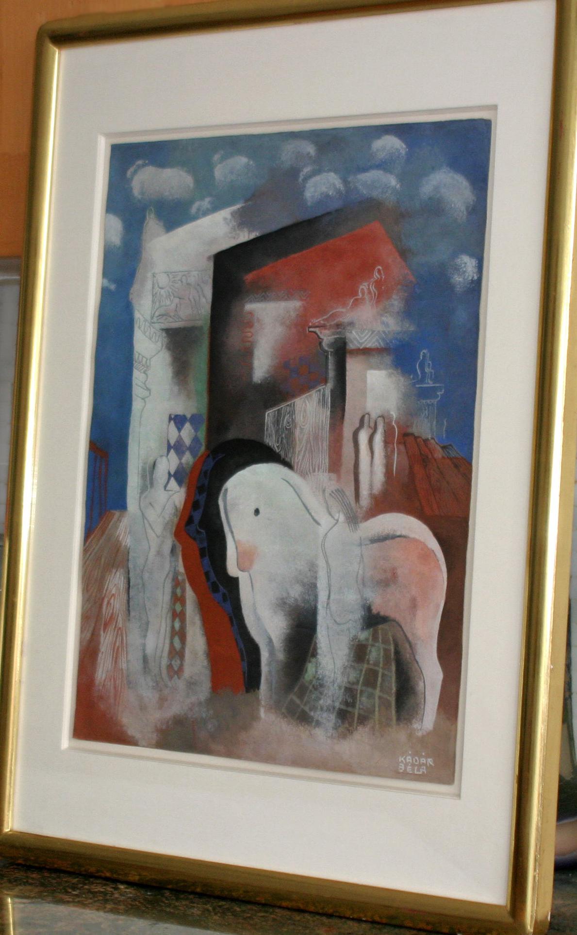Art Déco Pferde und Aktfiguren (Art déco), Painting, von Bela Kadar