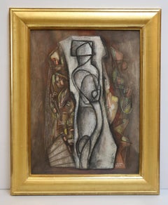Untitled Composition with Figure, cubist work with central figure