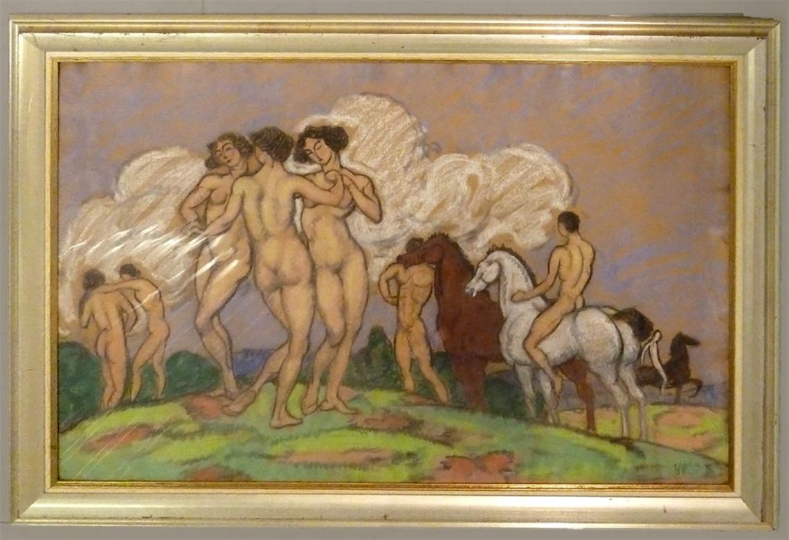 Nudes and Horses, 1911 - Print by Bela Kadar