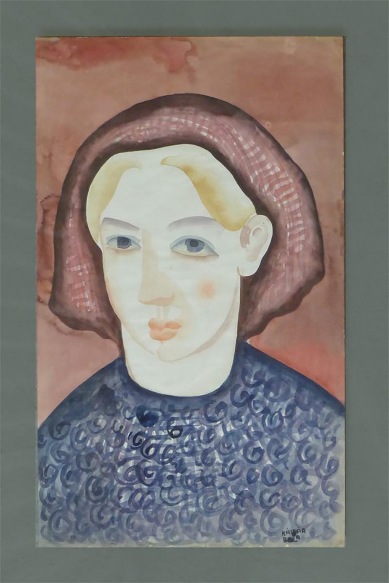  Porträt einer jungen Dame, ca. 1938 – Print von Bela Kadar