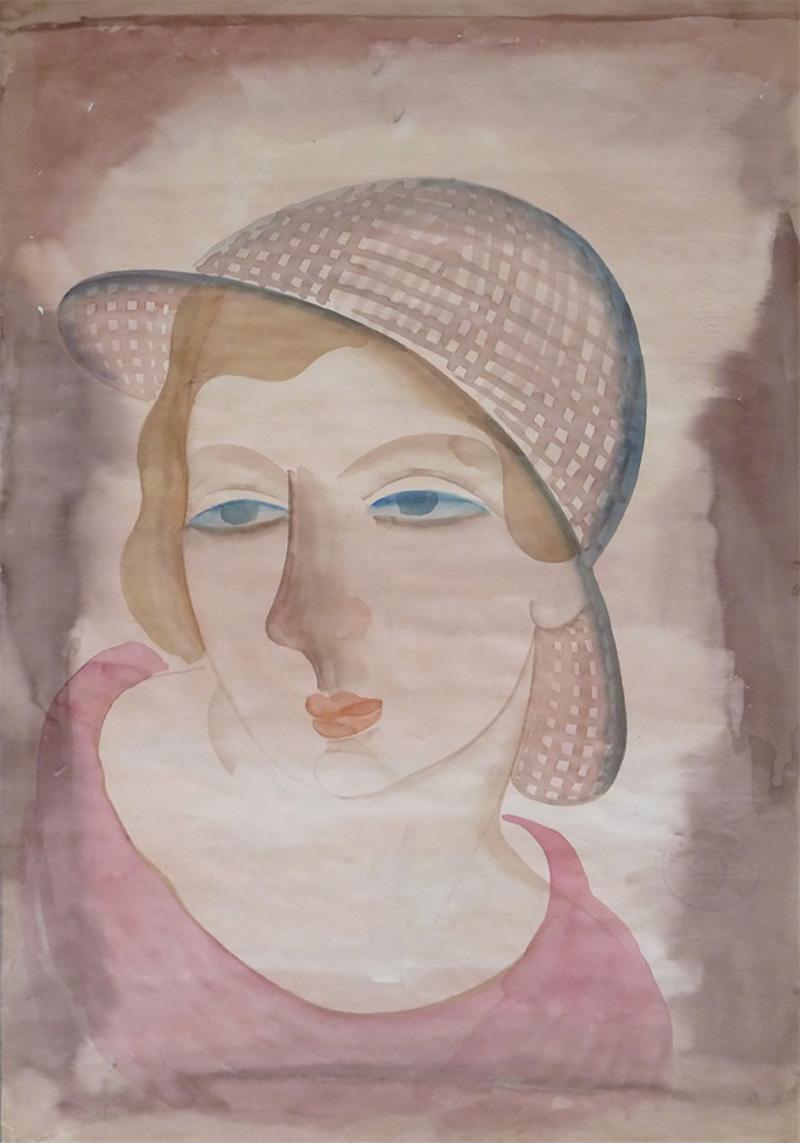  Porträt einer jungen Dame, ca. 1938 (Grau), Portrait Print, von Bela Kadar