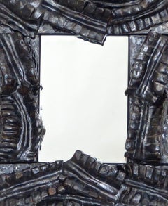 Bela Silva Sculptural Floral Leaf Motif Ceramic Wall Mirror Piece Unique