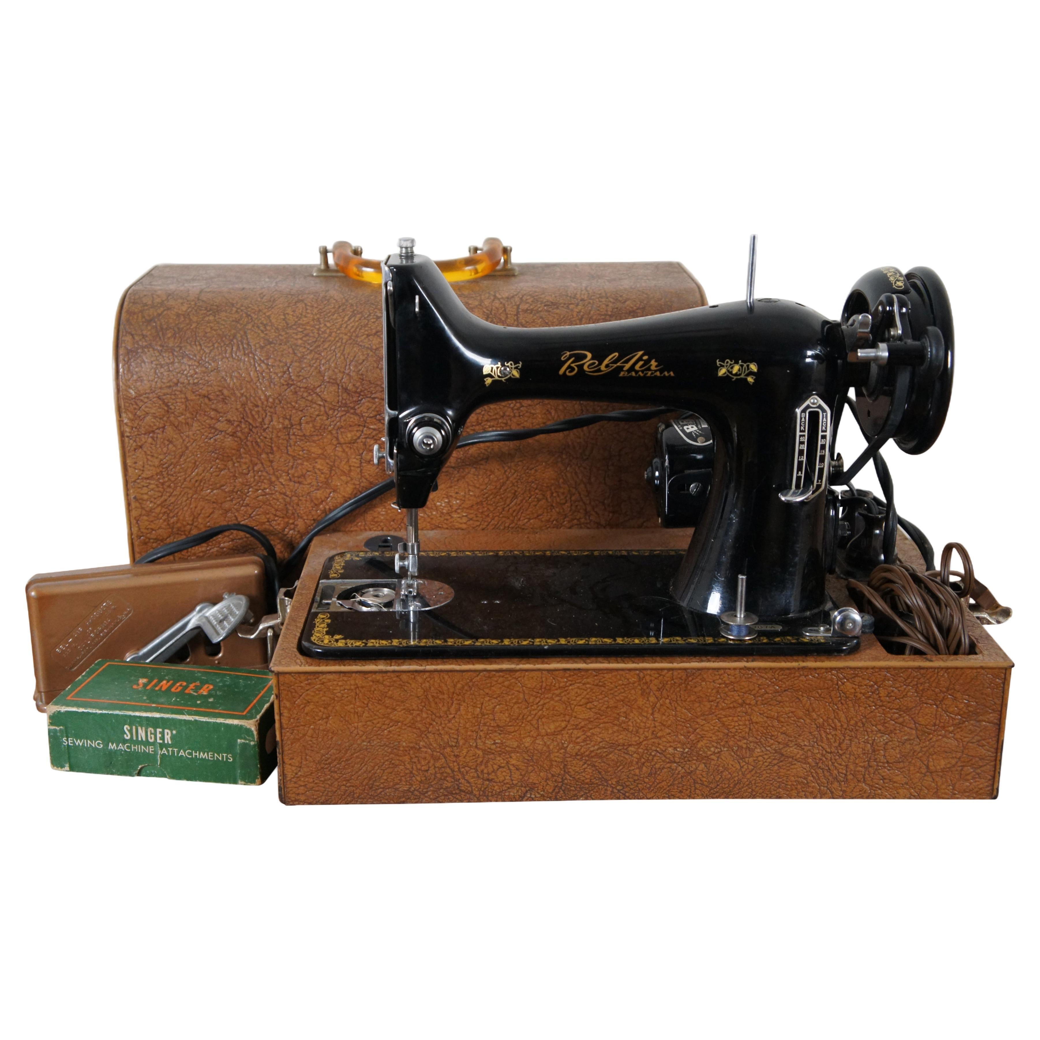 BelAir Bantam Electric Sewing Machine Foot Pedal & Bakelite Leather Case For Sale