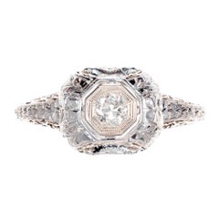 Belais .12 Carat Diamond Art Deco Gold Engagement Ring