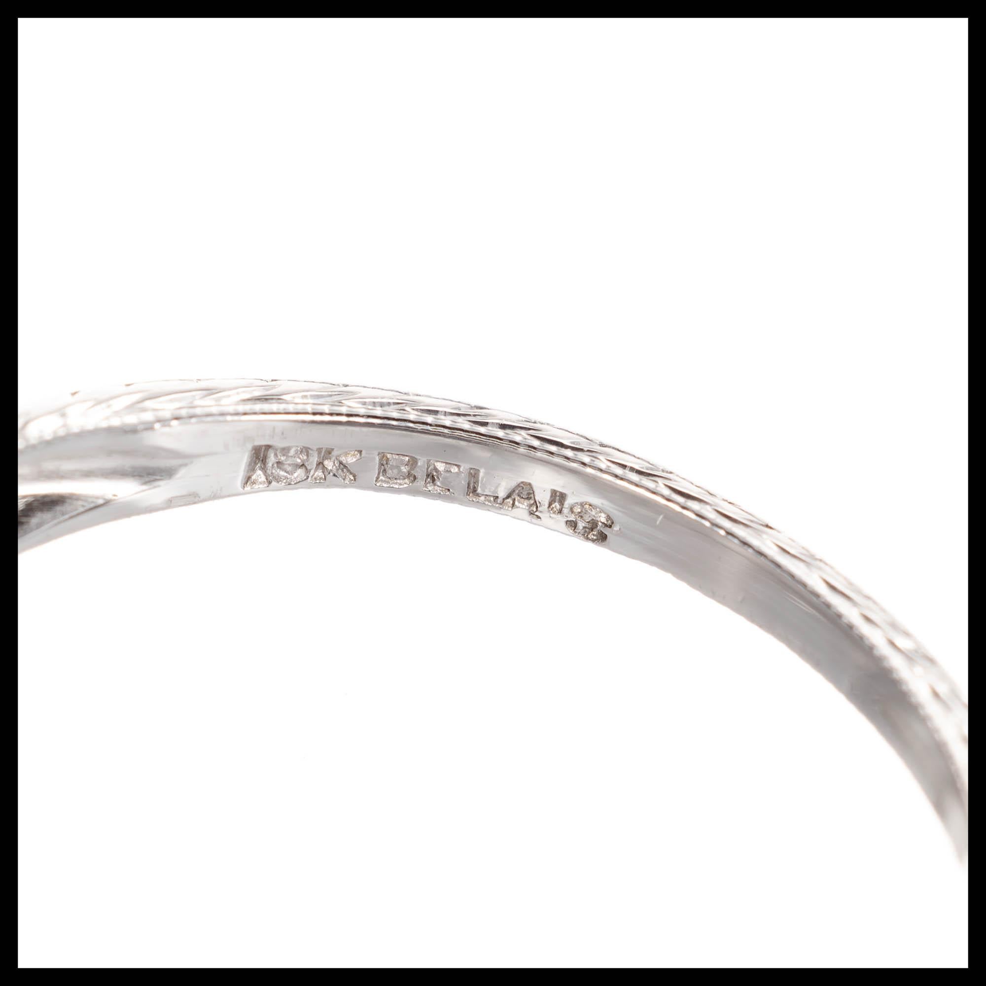 Round Cut Belais .12 Carat Diamond Art Deco Gold Engagement Ring For Sale