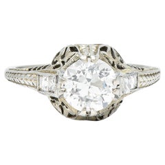 Belais 1.39 Carats Old European Cut Diamond 18 Karat White Gold Engagement Ring