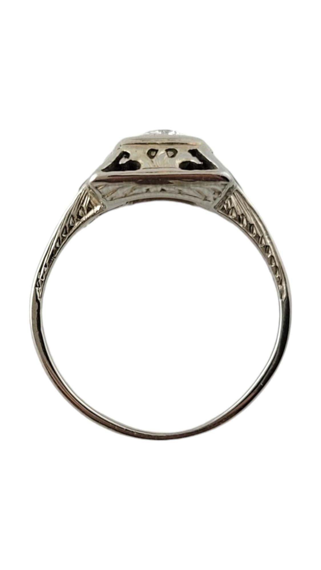 Art Deco Belais 18 Karat White Gold Diamond & Synthetic Sapphire Ring Size 5.5 #18589