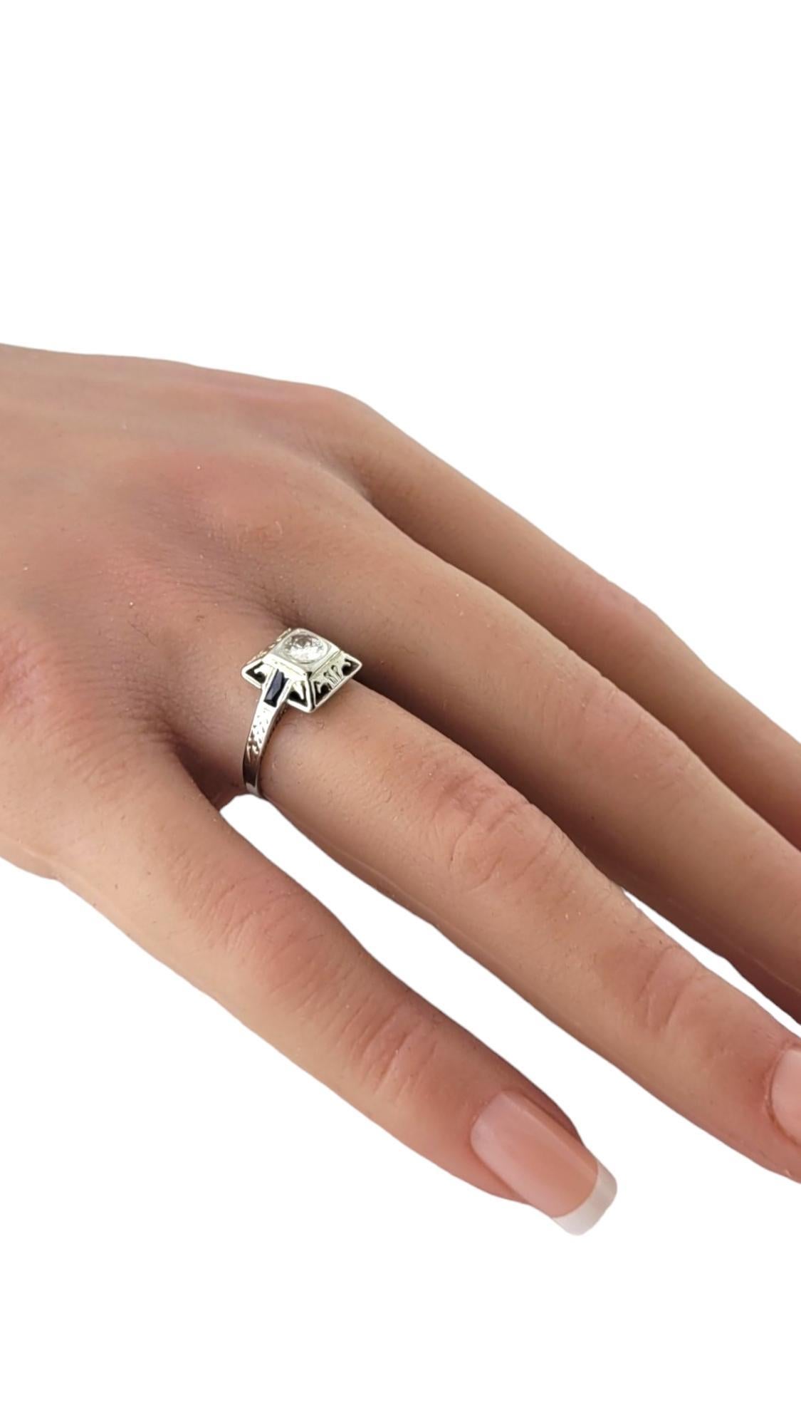 Belais 18 Karat White Gold Diamond & Synthetic Sapphire Ring Size 5.5 #18589 1