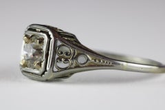 Belais Antique Diamond Solitaire and Filigree Ring